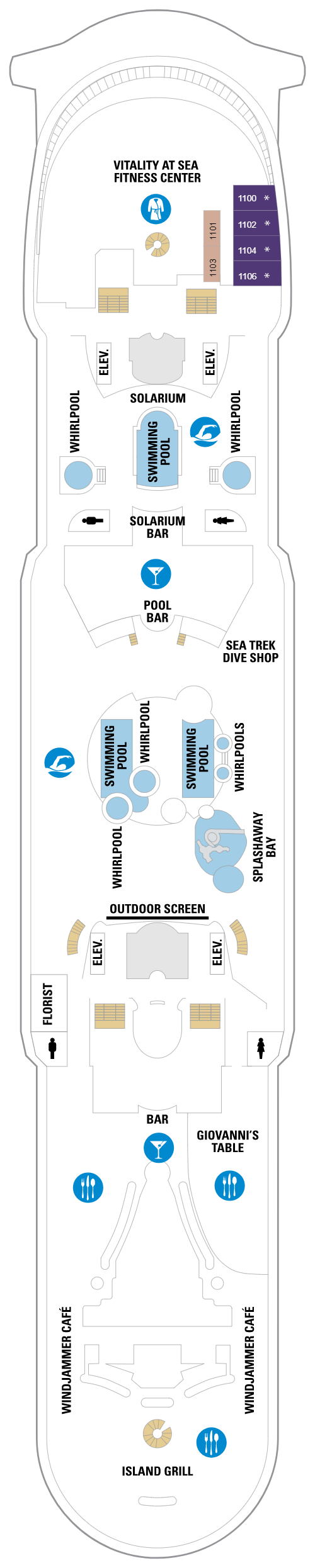 Deck plan for Deck 11