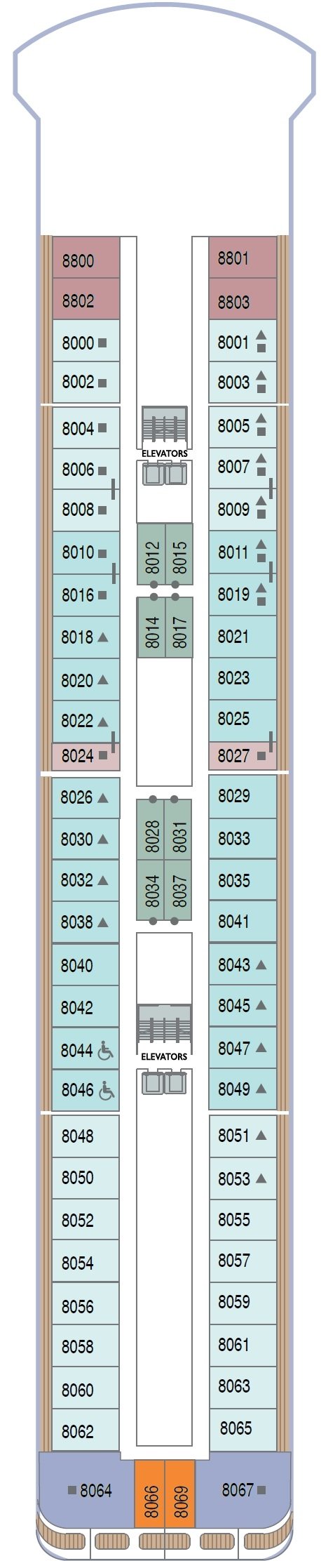 Deck plan for Deck 8