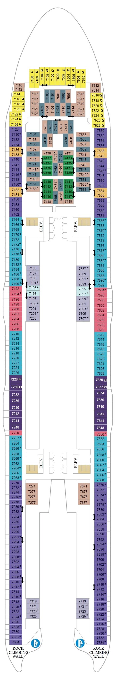 Deck plan for Deck 7