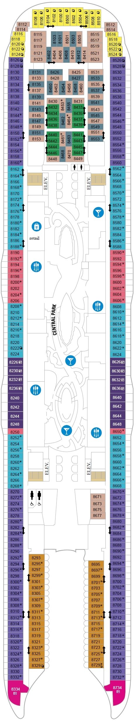 Deck plan for Deck 8