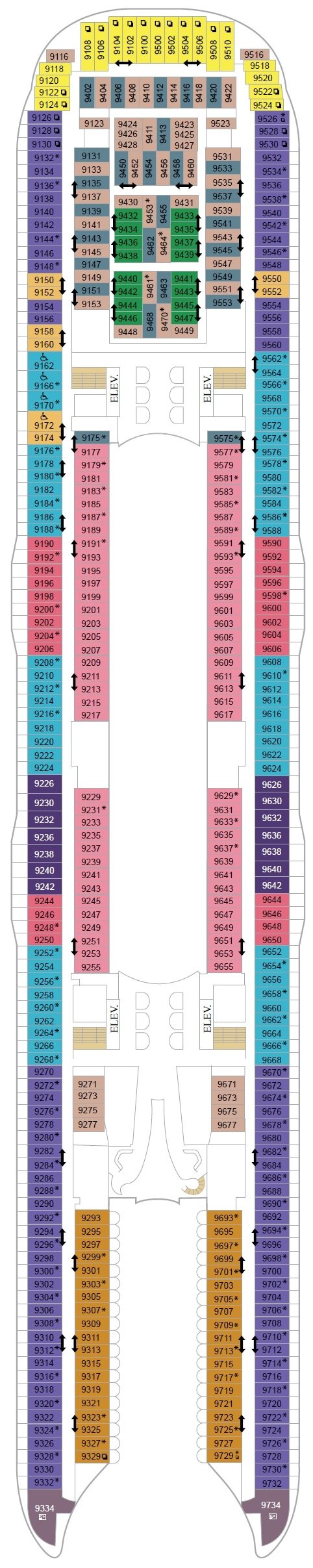Deck plan for Deck 9