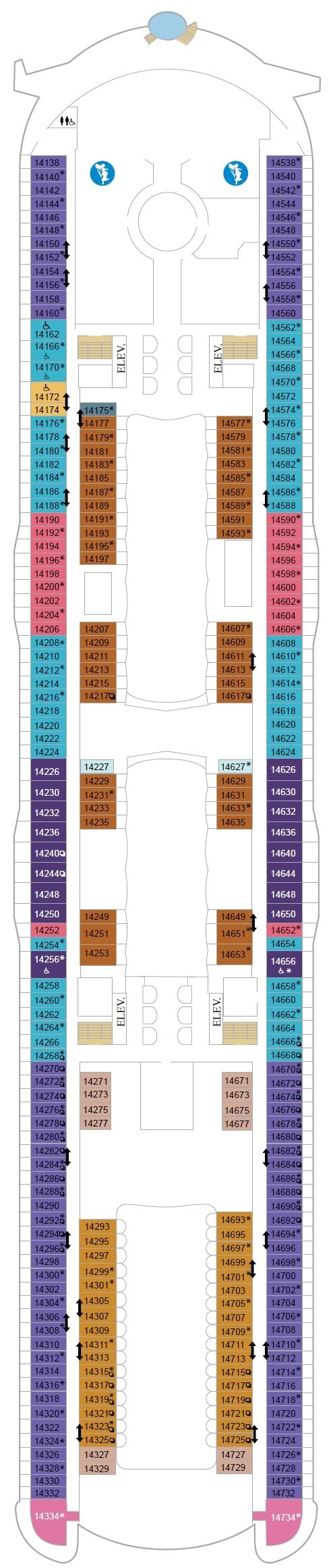 Deck plan for Deck 14