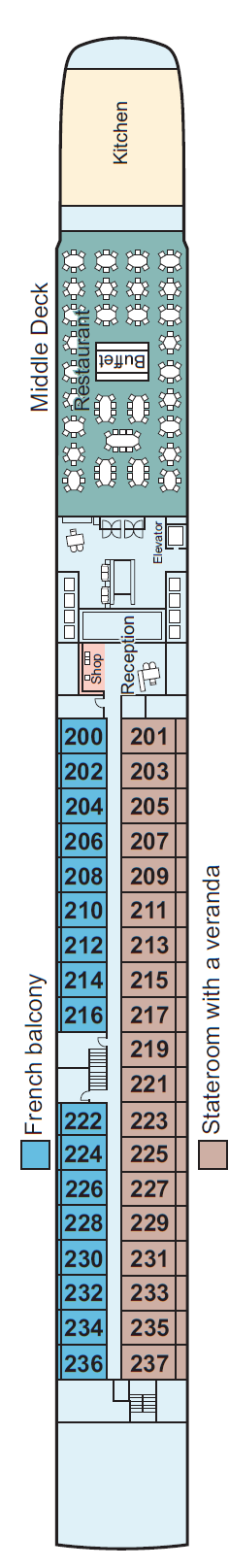 Deck plan for Middle Deck