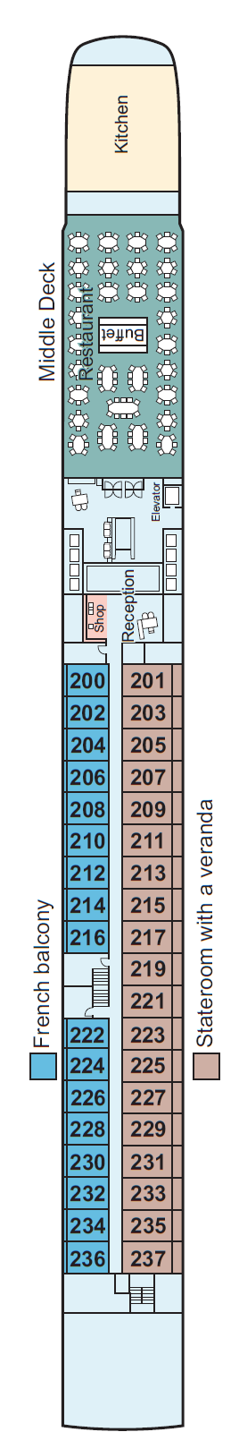 Deck plan for Middle Deck