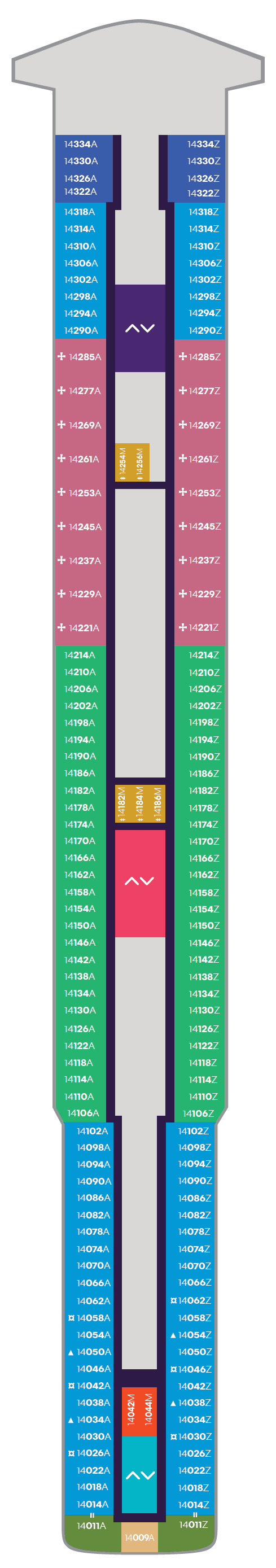 Deck plan for Deck 14