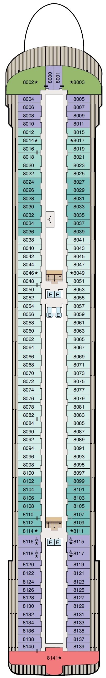 Deck plan for Deck 8
