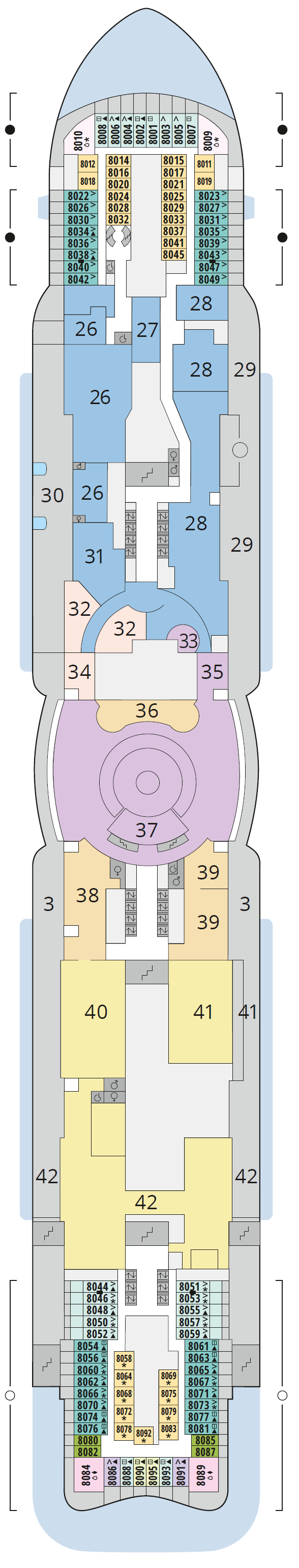 AIDAcosma deck plan — Deck 8