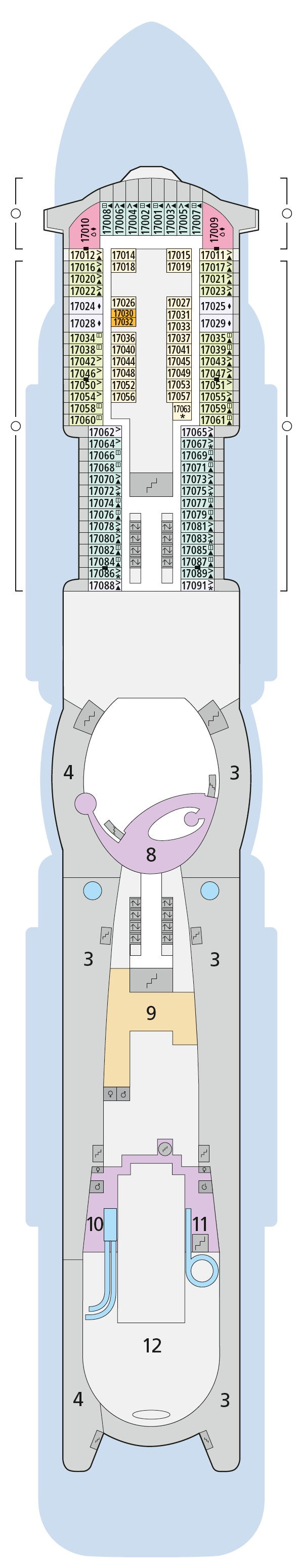 AIDAnova deck plan — Deck 17