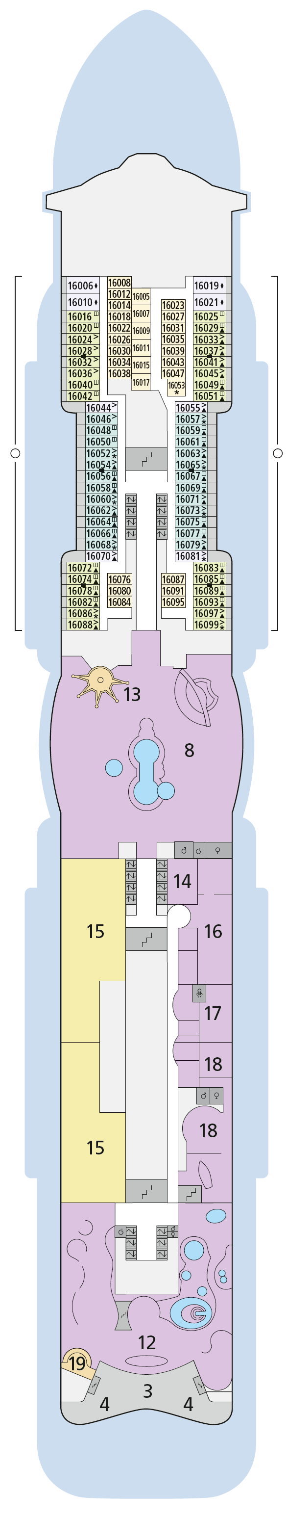 AIDAnova deck plan — Deck 16