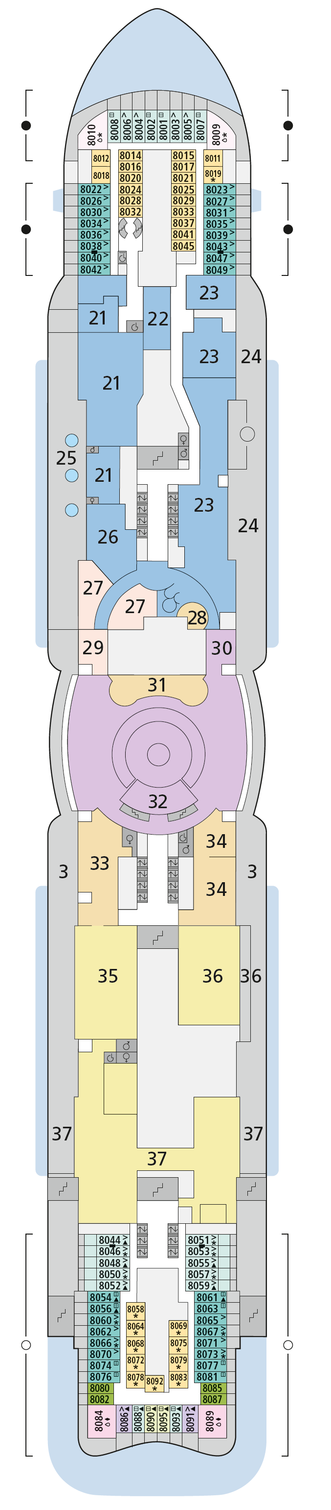 AIDAnova deck plan — Deck 8
