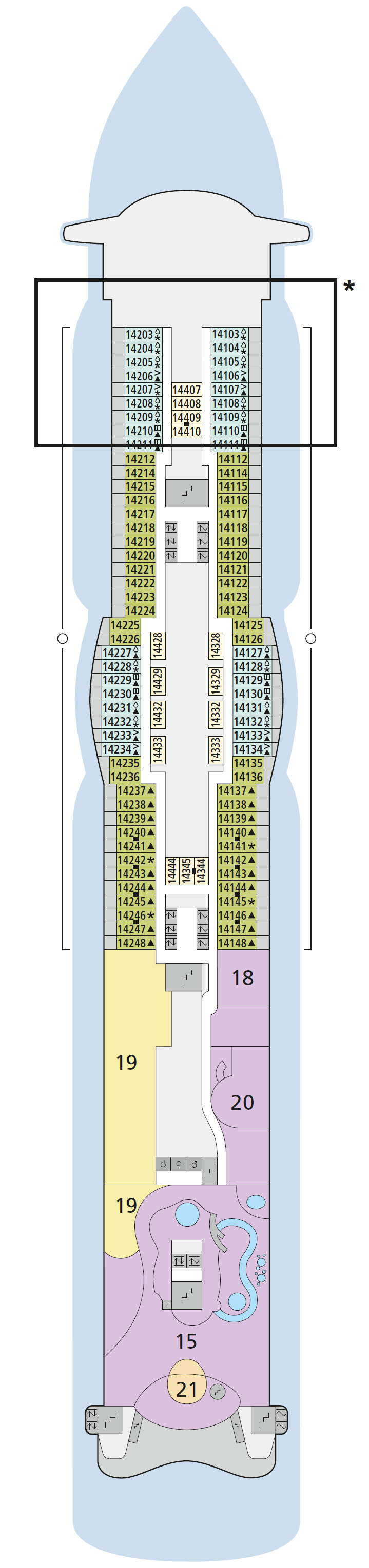 Deck plan for Deck 14