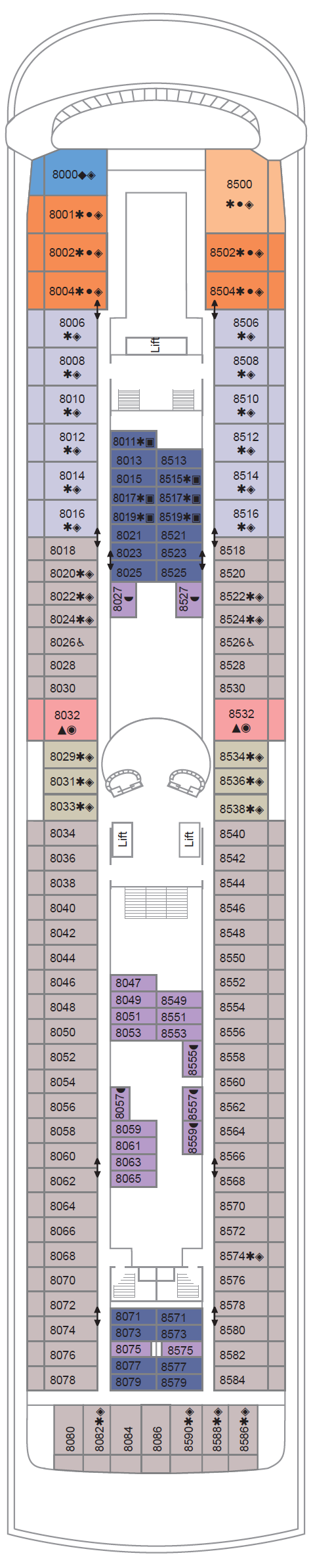 Deck plan for Deck 8