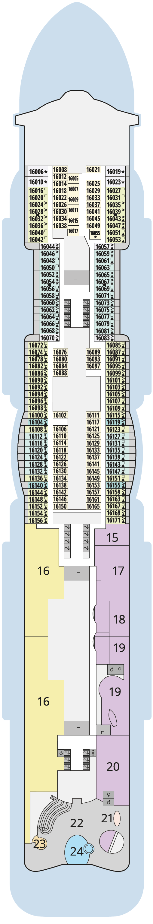 AIDAcosma deck plan — Deck 16