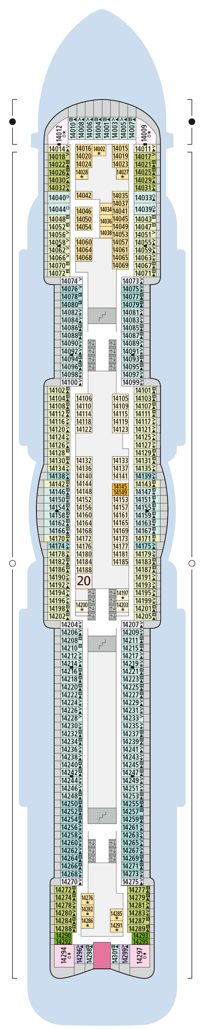 AIDAnova deck plan — Deck 14