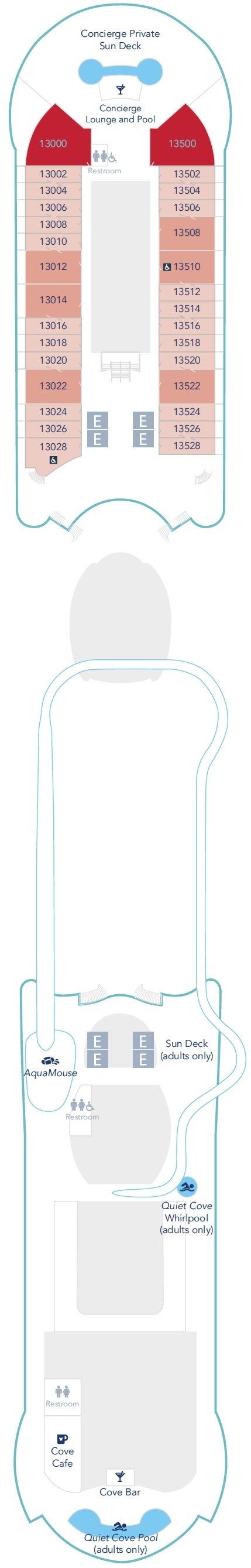 Deck plan for Deck 13