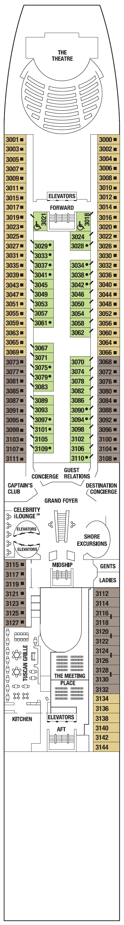 Deck plan for PLAZA DECK 3