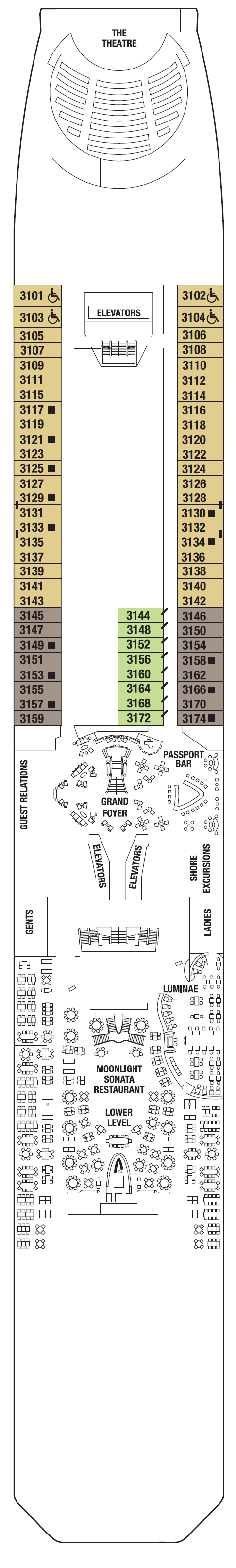 Deck plan for PLAZA DECK 3