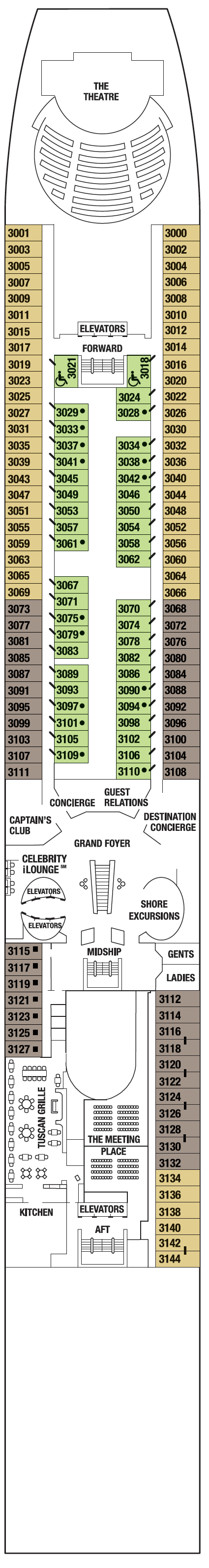 Deck plan for PLAZA DECK 3