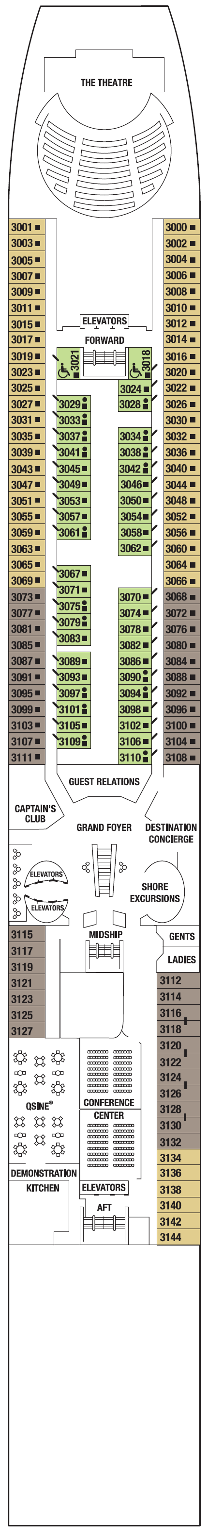 Deck plan for PLAZA DECK 3