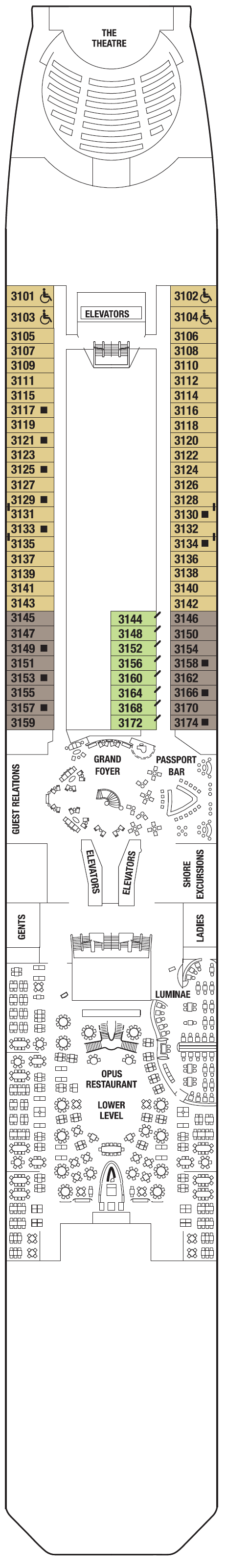 Deck plan for PLAZA DECK 3