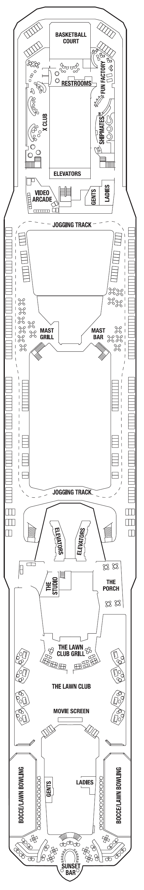 Deck plan for THE LAWN CLUB DECK 15