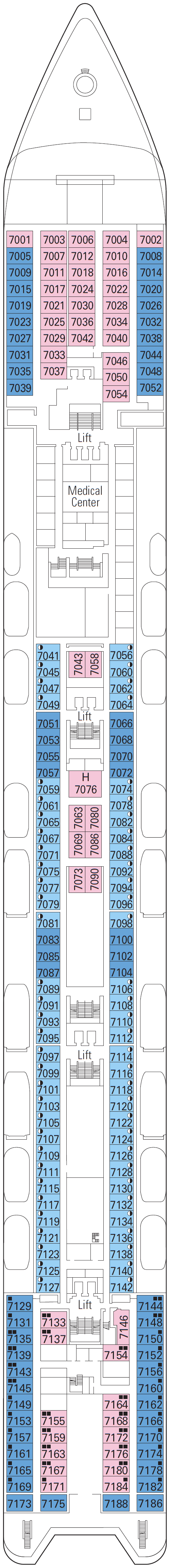 Deck plan for Deck 7 - Topazio