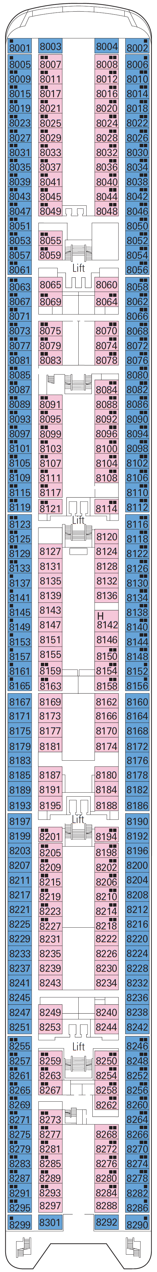 Deck plan for Deck 8 - Smeraldo
