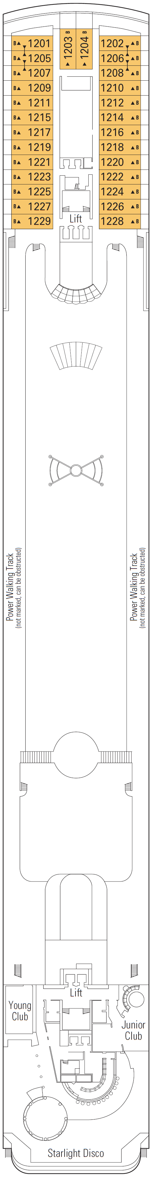 Deck plan for Deck 12 - Zaffiro