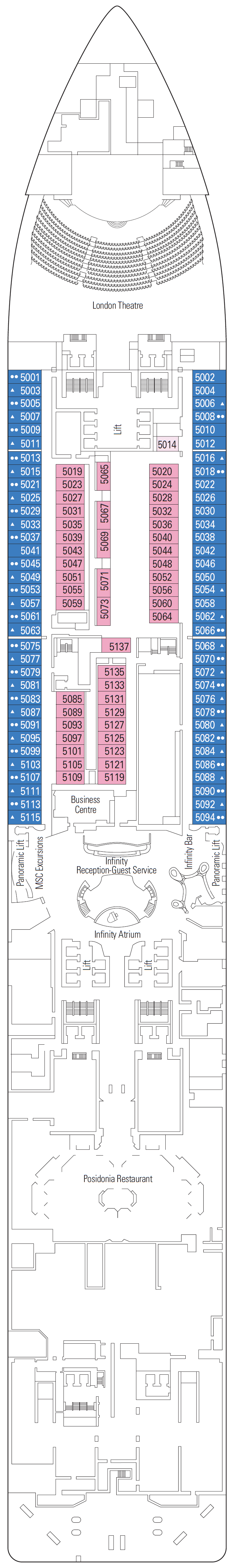Deck plan for Deck 5 - Sinfonia
