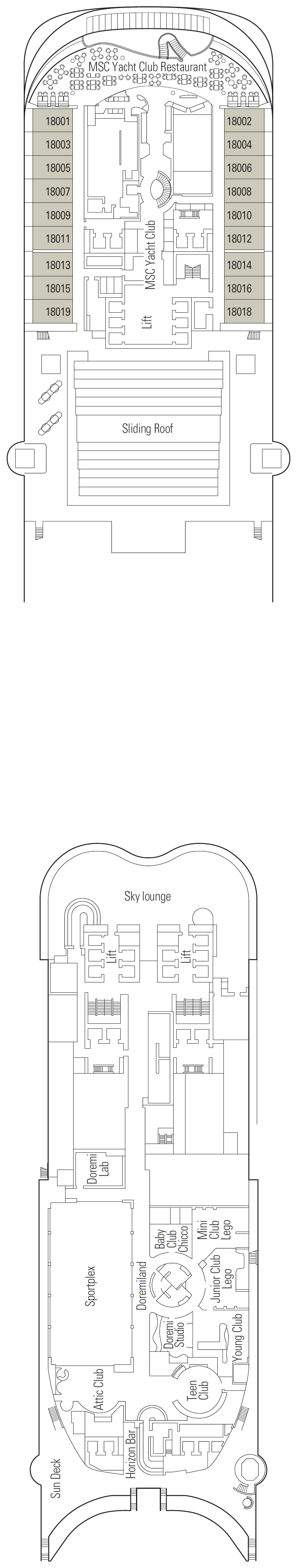 Deck plan for Deck 18 - Seaside 