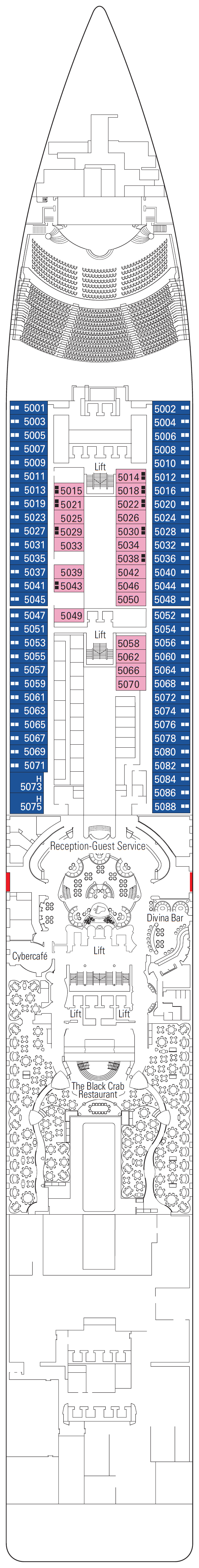 Deck plan for Deck 5 - Saturno
