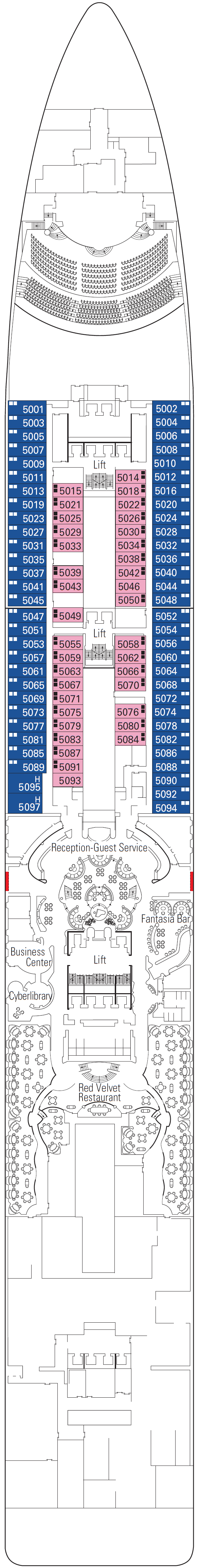Deck plan for Deck 5 - Fantasia