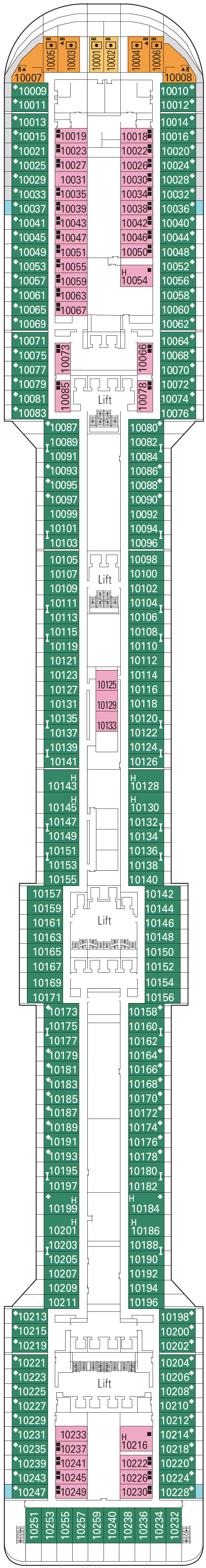 Deck plan for Deck 10 - Sogno