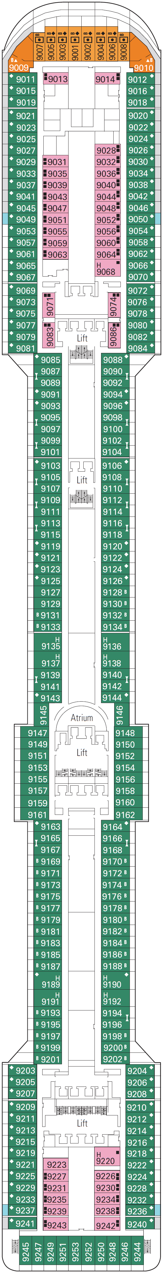 Deck plan for Deck 9 - Radioso