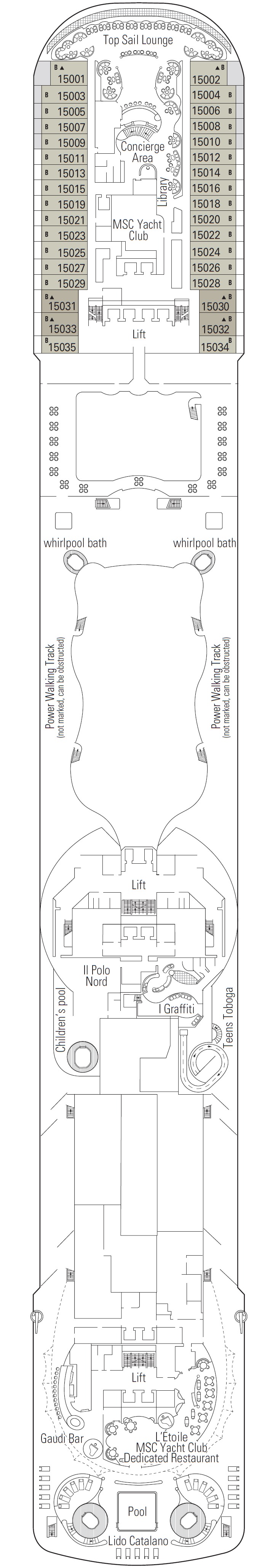 Deck plan for Deck 15 - Splendido
