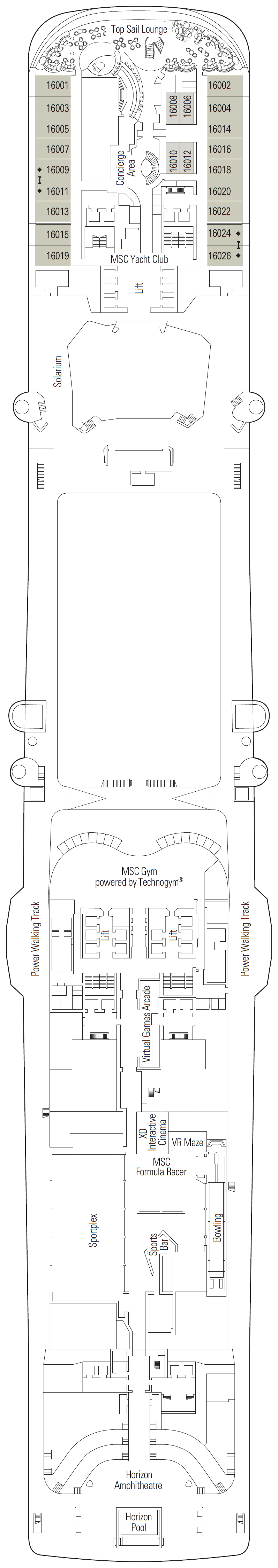 Deck plan for Deck 16 - Velasquez