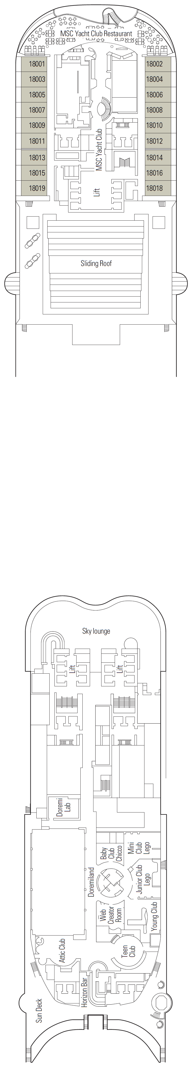 Deck plan for Deck 18 - Gauguin