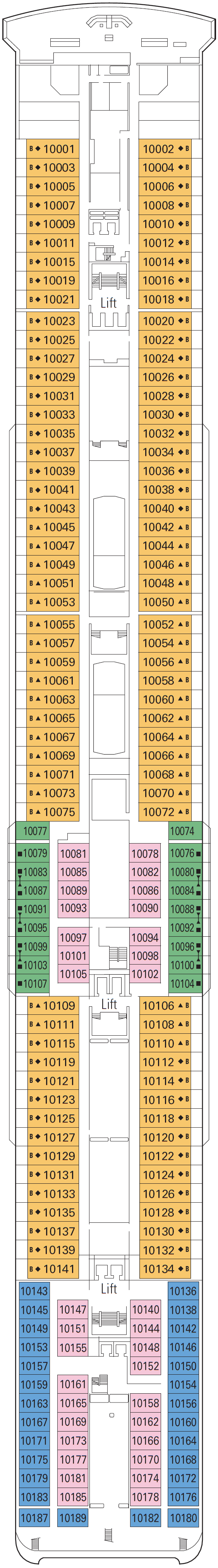Deck plan for Deck 10 - Bellini