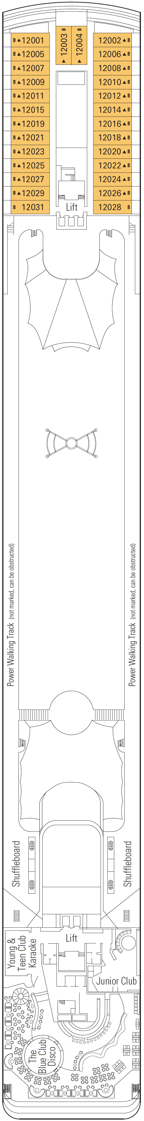 Deck plan for Deck 12 - Rossini