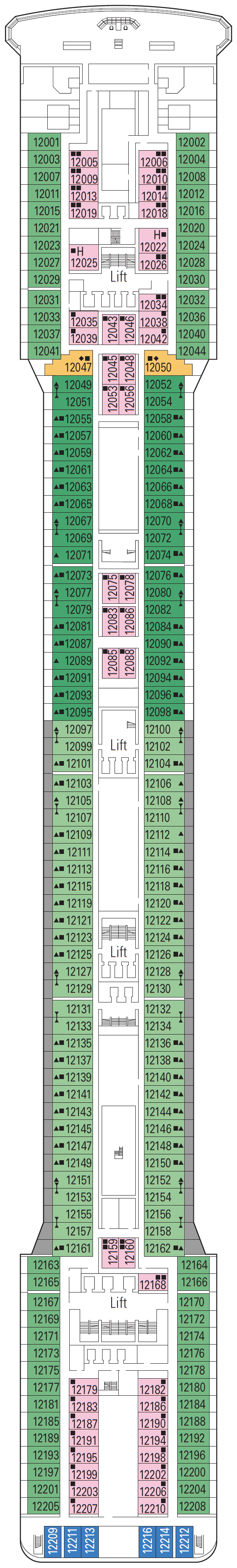 Deck plan for Deck 12 - Portovenere
