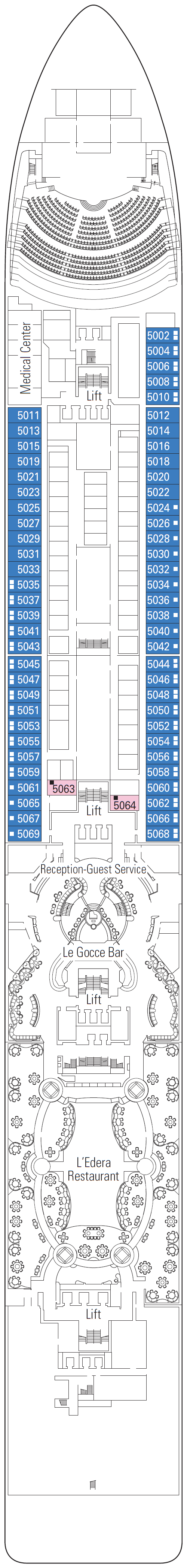 Deck plan for Deck 5 - Sorrento