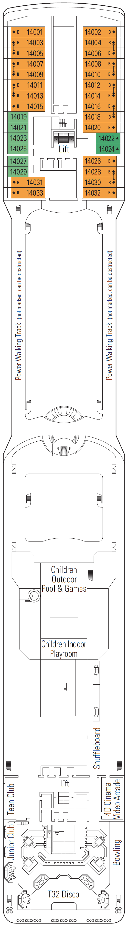 Deck plan for Deck 14 - Positano
