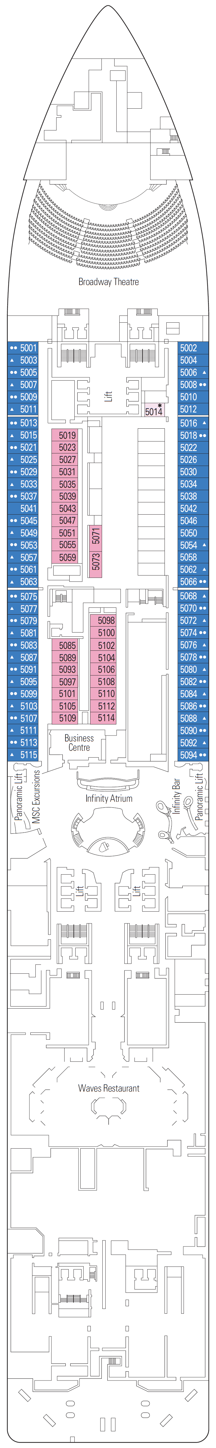 Deck plan for Deck 5 - Colosseo
