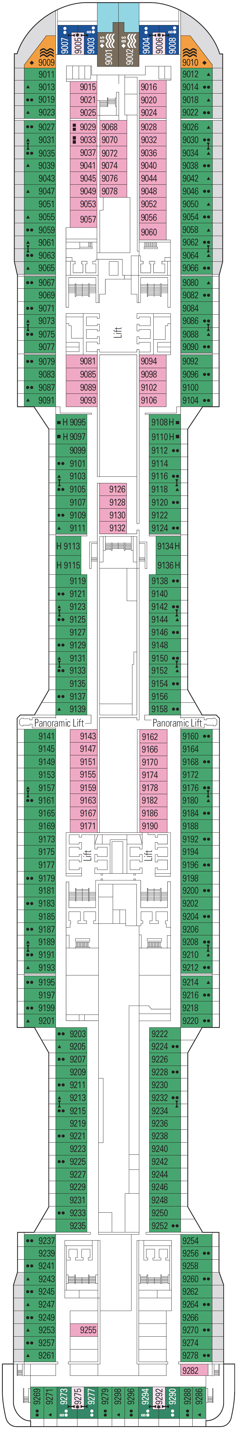 Deck plan for Deck 9 - Alhambra