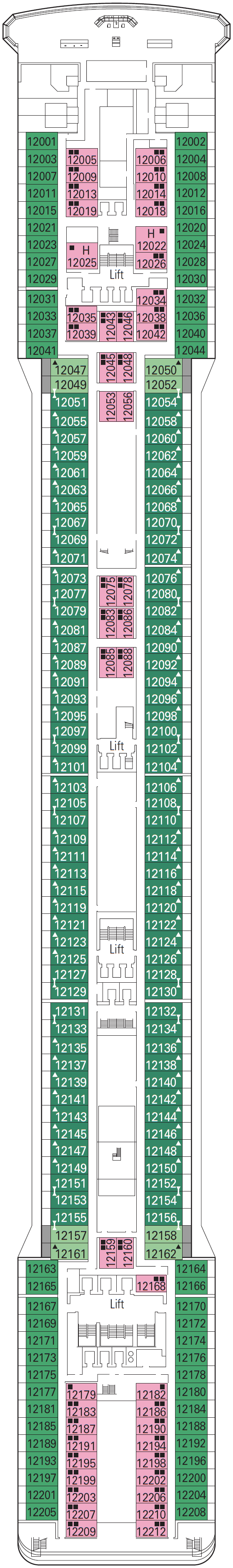 Deck plan for Deck 12 - Virtuoso