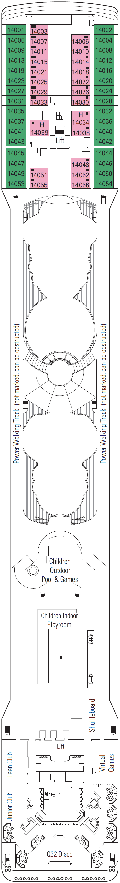 Deck plan for Deck 14 - Capriccio