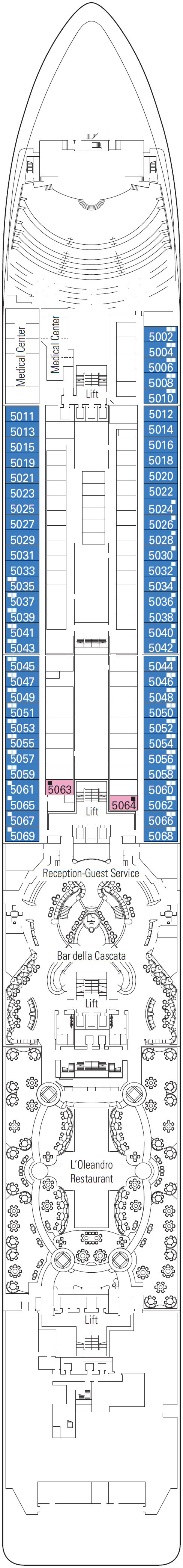 Deck plan for Deck 5 - Grazioso