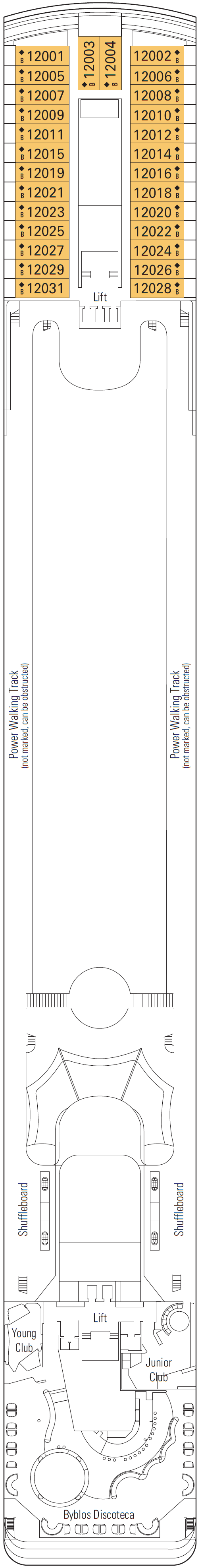 Deck plan for Deck 12 - La Bohème