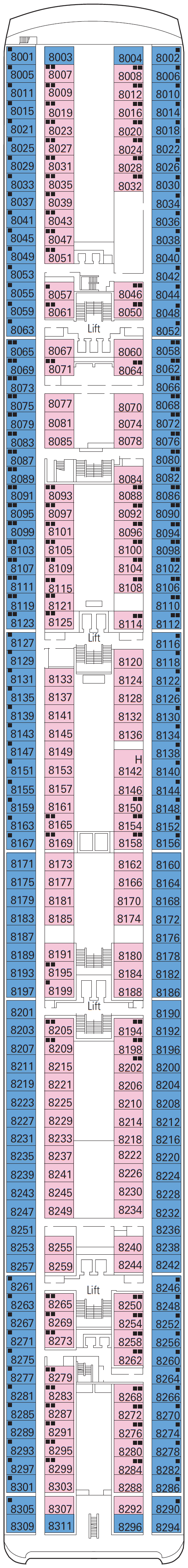 Deck plan for Deck 8 - La Traviata