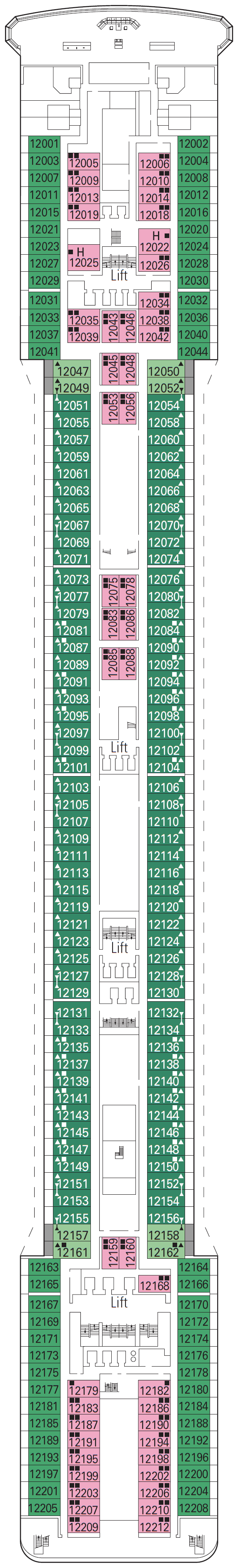Deck plan for Deck 12 - Clarinetto